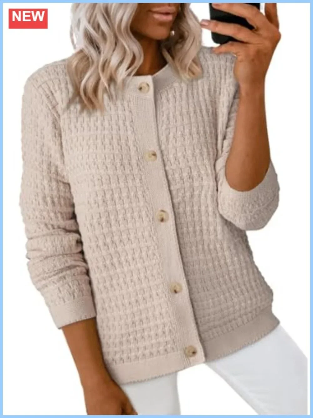 Women's Cardigan Sweaters Long Sleeve Button Down Knit Jacket Cotton